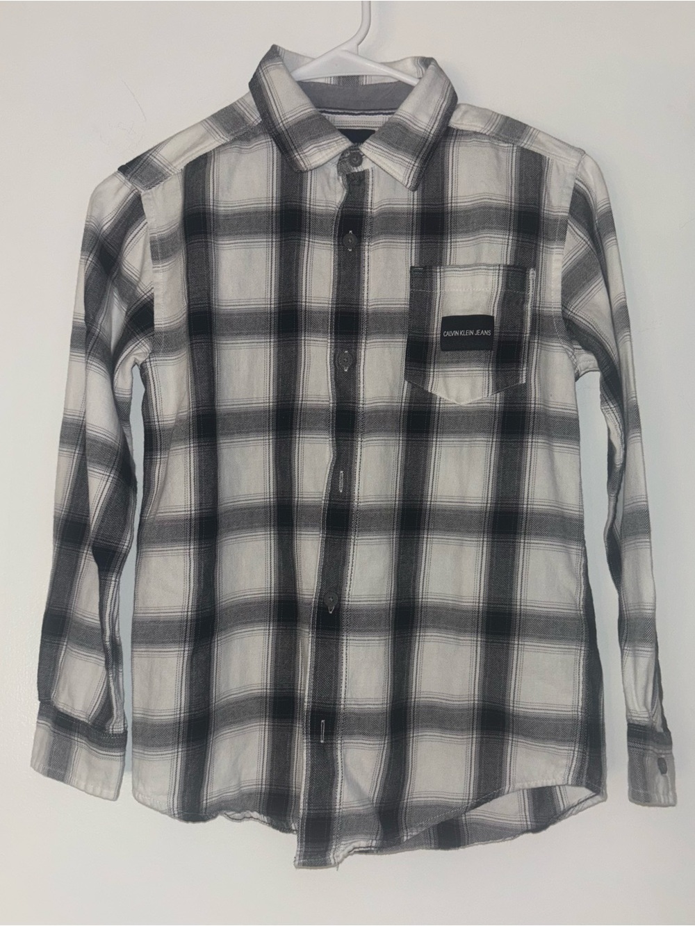 Calvin Klein Jeans Men’s Black & White Plaid Button-Up Shirt